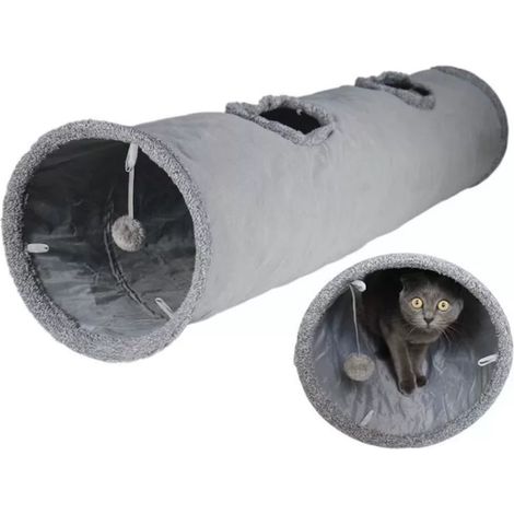Tunnel pliable pour chat gris