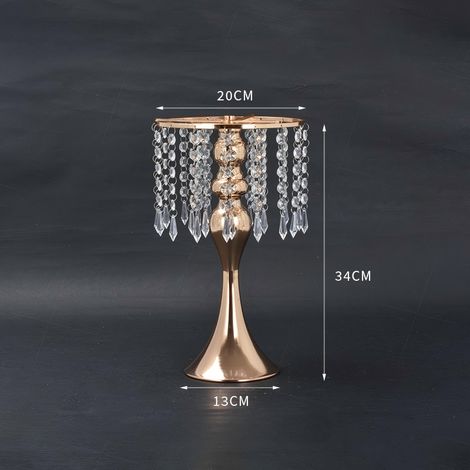 Vase décoratif en cristal avec perles dorées, décoration de table de mariage et salon, modèle double couche doré 20H34cm