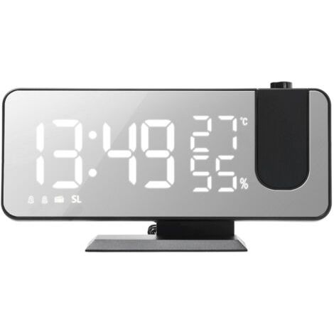 Reloj despertador 4 en 1 con proyección, radio, proyector a 180° y monitor de temperatura y humedad (1/5)