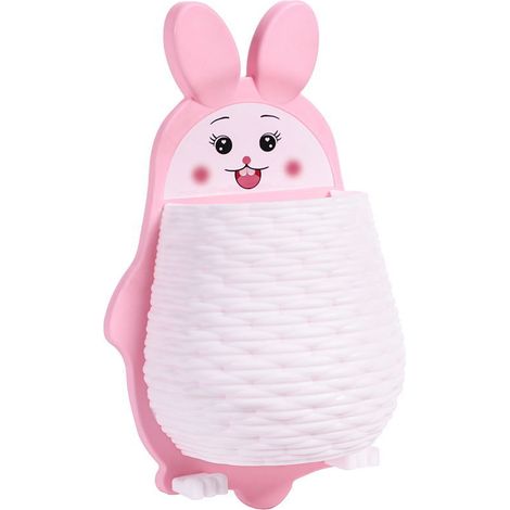 Égouttoir mural sans perçage en forme de lapin mignon rose - Boîte de rangement créative pour salon, cuisine et salle de bain-AquaForge (1/2)