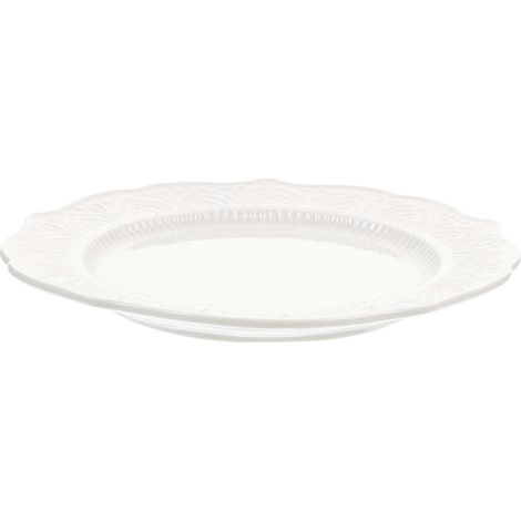 Assiette en céramique blanche, compatible avec le service des aliments. Porcelaine blanche. (1/5)