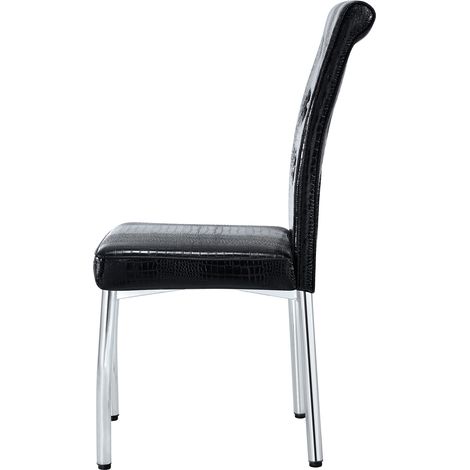 Lot de 2 chaises de salle à manger rétro en simili cuir effet peau d’alligator avec boucle en cristal et pieds en métal galvanisé (1/5)