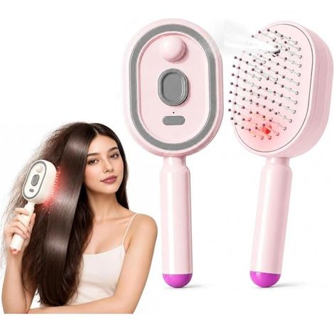 Brosse à vapeur électrique, fer à lisser à vapeur rechargeable avec spray,peigne démêlant antistatique 3 en 1 massage coussin d'air (1/5)