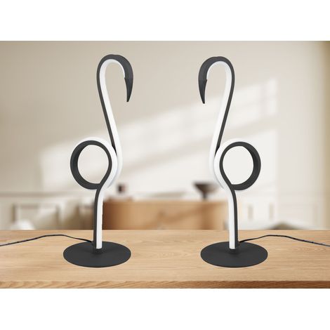 2er SET LED Deko Tischlampen Schwarz mit Schnurschalter, Höhe 35cm (1/5)