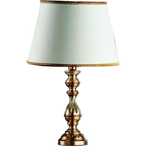 Lume In Legno Classico Argento Mecca Con Paralume 1 Luce Cicogna