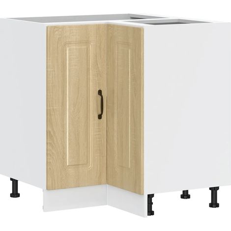 Mueble de cocina esquinero Kalmar 75,5 x 75,5 x 81,5 cm almacenamiento optimizado patas ajustables estilo moderno madera de roble Sonoma de ingeniería 020049933 (1/5)
