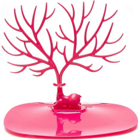 Boîte de rangement pour bijoux et boucles d'oreilles en forme de petits bois de cerf (argenté) (1/4)