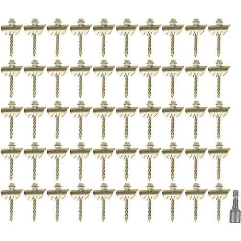 Lot de 50 attaches en alliage de zinc pour clôtures en bois résineux, clous et vis réutilisables pour l'agriculture et le jardinage. (1/5)