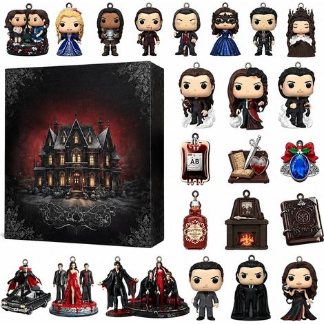 Calendrier de l'Avent acrylique, boîte surprise, pendentif sapin de Noël, trousse, compte à rebours 2025, boîte surprise The Vampire Diaries (1/3)
