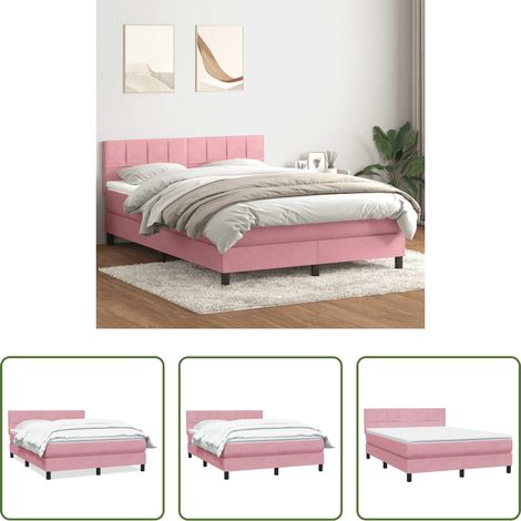 Matratze - Boxspringbett mit Matratze Rosa 140x220 cm Samt (1/5)