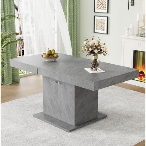 Ausziehbarer Esstisch, L140/180W80H76cm,Esstisch mit Stauraum, rechteckiger Esstisch, Kaffee-Freizeittisch,  Platzsparender multifunktionaler Esstisch, Automatischer Teleskoptisch,Betonoptik (1/5)