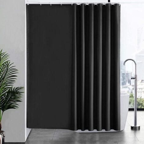 Duschvorhang 240 x 180 cm, mit 16 Haken, extra groß, beschwert, schimmelhemmend, dunkelgrau, wasserdicht, große Badvorhänge, Polyestergewebe, antibakteriell, maschinenwaschbar (1/5)