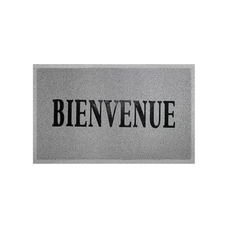 Tapis d'entree rectangle 45 x 75 cm pvc maison Gris/Noir (1/3)