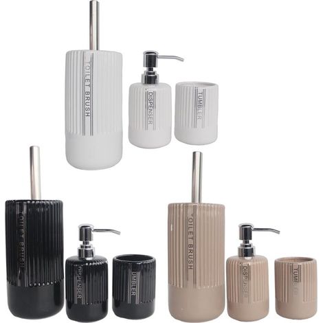 MA MAISON STRIPE SET 3PZ BAGNO CON PORTA SCOPINO PORTA SAPONE E CONTENITORE PER SPAZZOLINI COLORI ASSORTITI