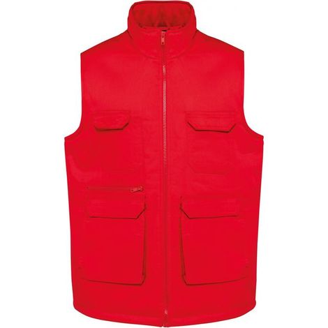 Gilet da lavoro unisex multitasche imbottito in policotone WK Designed To Work Rosso XL (1/3)