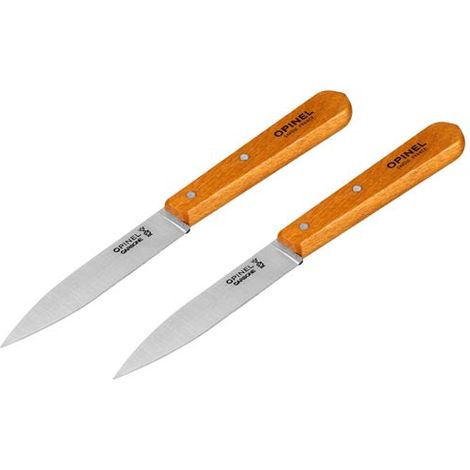 Opinel N°102 Carbone Hêtre (x2) Lames Carbone Ultra-tranchantes, Manches Hêtre Confortables - Opinel