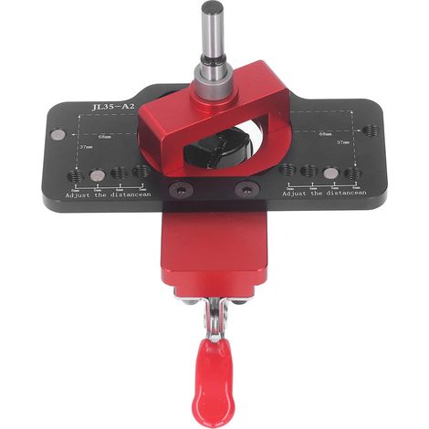 Gabari de perçage pour charnières invisibles 35mm, gabarit de fraisage en alliage d'aluminium réglable, guide de perçage pour portes d'armoires et placards. (1/5)