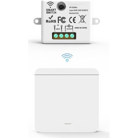 Interrupteur Mural sans Fil Bouton Simple avec Récepteur 220V 10 (1/5)