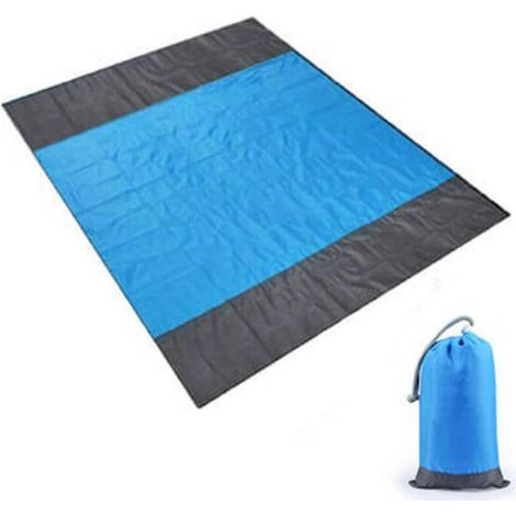 Couverture de plage, tapis de pique-nique portable, adapté à la plage, au camping, à la randonnée, au pique-nique, bleu (200210cm).