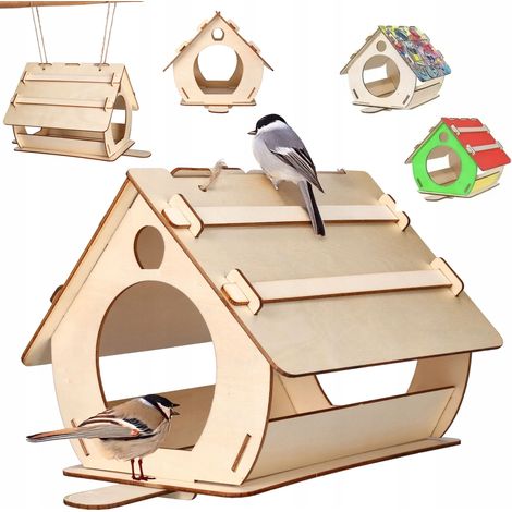 Selbstbau-Vogelfutterhaus aus Holz zum Selbermachen und Bemalen