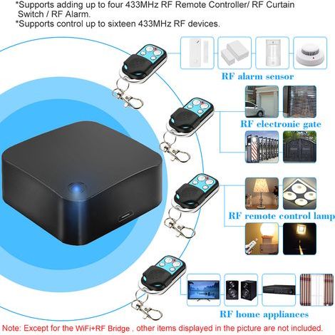 WiFi + RF Bridge 433 MHz Module domotique intelligent Commutateur sans fil Wifi Minuterie universelle DIY Convertir les télécommandes RF en application via WIFI Compatible avec Amazon Alexa et pour (1/5)