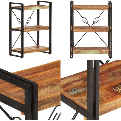 Bücherregal 3 Fächer 60x30x80 cm Altholz Massiv - Industrielles Design - Bücherregal - Altholz - Recyceltes Holz - Wohnraum Dekoration - Home & Living