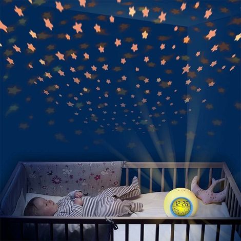 Digital Alarm Clocks for Kids, Digital LED Night Light Alarm Clock Lamp, with Kids Star Projector Cartoon Bedroom Digital Alarm Clock Bedside Night Light Music Wake Up Blue (1/5)