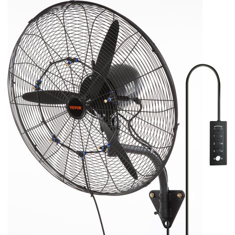 Vevor – Ventilateur brumisateur mural 61,6 cm – 7000 CFM – Résistance à l'eau IP44 – Pour espaces extérieurs et intérieurs – Construction métallique