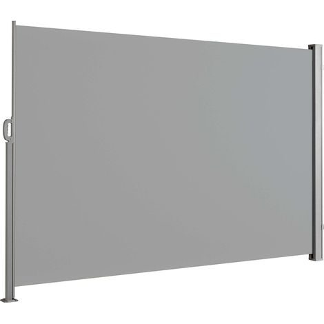 Store latéral extérieur 280 g/m² brise vue pour terrasse, structure aluminium, Gris clair 180 x 300 cm (1/4)
