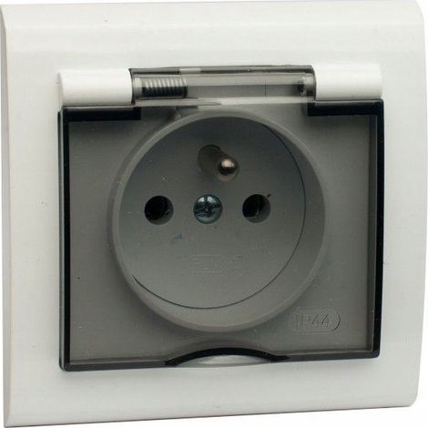 Enchufe eléctrico hermético blanco, 1 unidad.