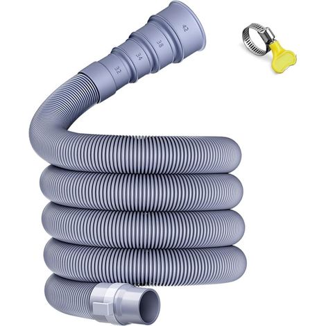 Tuyau d'évacuation pour caravane 1,5 m/2 m/3 m, tuyau d'évacuation réglable pour camping-car et machine à laver, avec adaptateur et pince en acier inoxydable, anti-fuite, résistant au gel, peu (1/5)