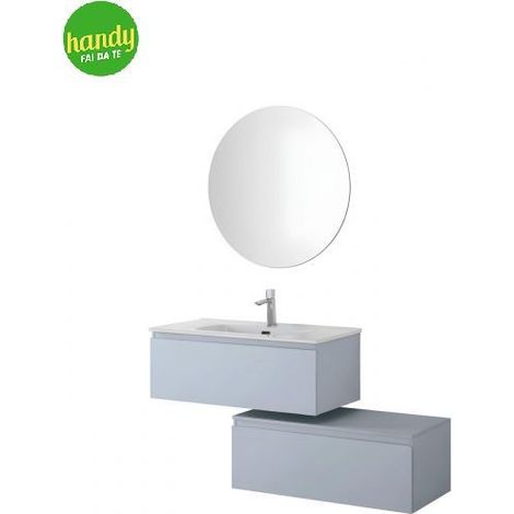 Composizione bagno sospesa separata Light Feridras 90 cm azzurro polvere (1/5)