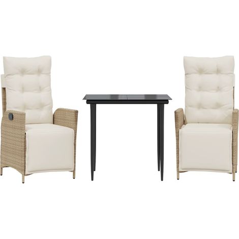 Maison Exclusive - Set comedor de jardín 3 pzas con cojines ratán (1/5)