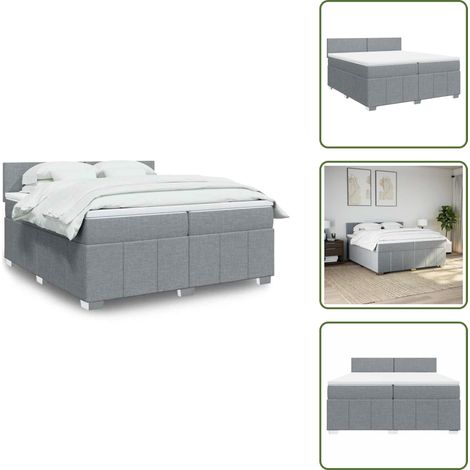 Sommier à lattes de lit avec matelas Gris clair 200x200cm Tissu - Sommier À Lattes De Lit - Sommiers À Lattes De Lit - Lit - Meuble De Chambre À Coucher (1/5)