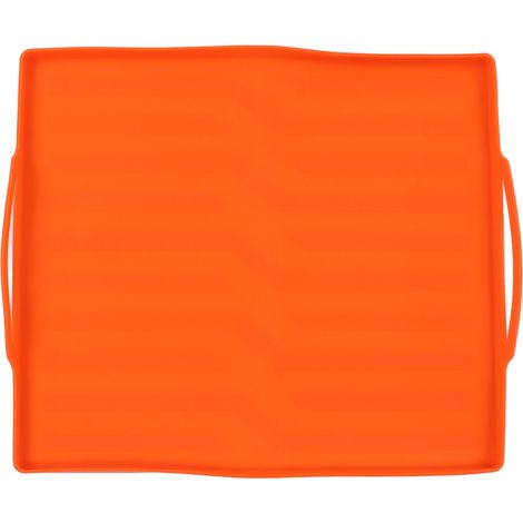 Tapis de plancha en silicone orange, housse de protection pour barbecue, nappe de cuisson extérieure 43 cm avec poignée (1/5)