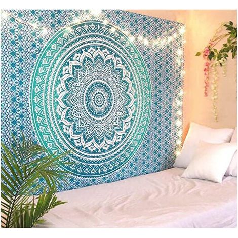 Wandteppich als Geschenk, Hippie-Stil, Mandala, Bohème, psychedelisch, detailreich, indisch, Wandbehang, Bettwäsche, Tagesdecke, 200 x 150 cm (1/3)