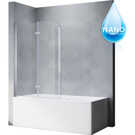 SONNI badewannenaufsätze faltbar bad 100x130cm Faltwand 2-teilig für Badewanne ESG NANO Glas Duschabtrennung (1/5)