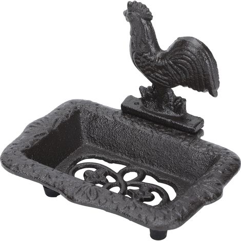 Porte-savon en fonte, motif coq, style cottage vintage, 1 pcs (1/5)