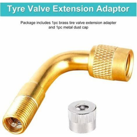 Extension valve coudée, coude pour valve pneu, valve coudé moto, extension valve pneu avec capuchon anti-poussière (1/4)