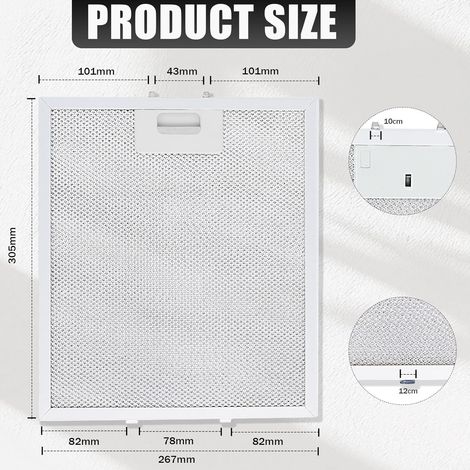 Filtre Hotte Extractrice 305mm x 267mm Filtre à Graisse Métallique Compatible avec Elica Hotte Extracteur de Cuisine par Poweka (3 Pièces) (1/4)