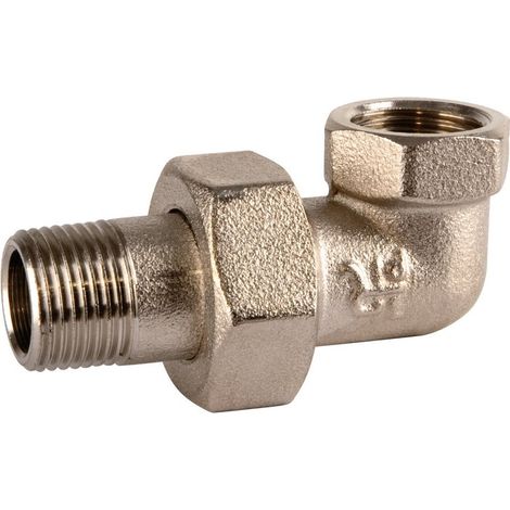Raccord union laiton nickelé coudé à visser - M 3/4' - F 3/4'
