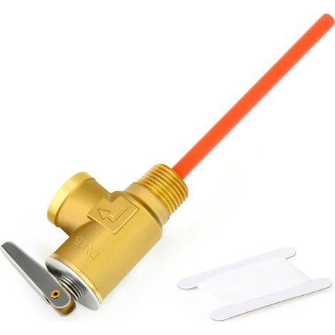 1 sur 2 BSP RV Water Heater Temperature et Pressure Relief Valve with Epoxy Coated Probe For Hot Water Heater Tanks (1/4)