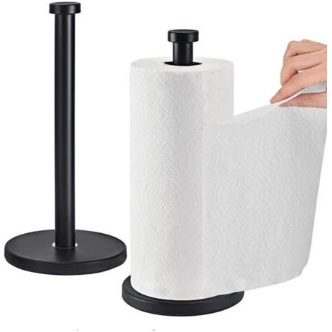 Porte-papier toilette en acier inoxydable, porte-papier toilette multifonctionnel, idéal pour la cuisine et la salle de bain, élégant - noir (1/4)