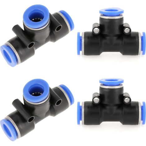 Raccords pneumatiques rapides en T 3/8 à 10 mm pour tuyau d'air comprimé, lot de 10 pièces, connecteurs filetés (1/5)
