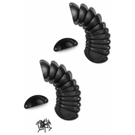 XVX 24 Pcs Poignée de Noir Coquille Vintage,Rétro Poignée de Shell Pour Porte Cabinet, Tiroir, Porte-Fer Incurvé Boutons de Porte (24 Vis) (1/4)