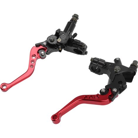 Paire de leviers de frein et d'embrayage avec réservoir de maître-cylindre hydraulique pour moto Suzuki rouge (1/5)