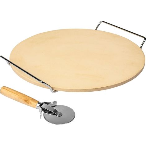 Planche à découper et rouleau à pâtisserie pour pizza, en céramique, 33 cm, beige/argent. (1/5)