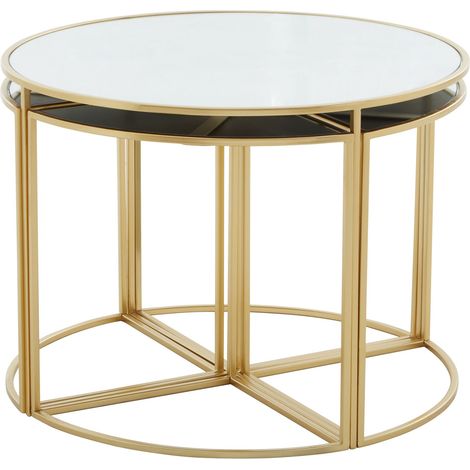 Premier Housewares Jolie Five Peice Nesting Tables Set With Mirrored Top and Gold Frames (1/5)