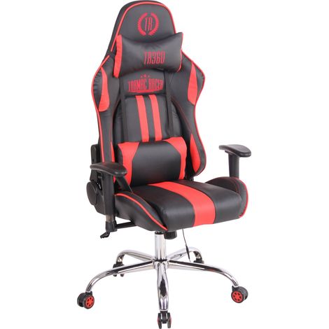 Sedia da ufficio gamer dal design sportivo riscaldata con funzione massaggio con cuscini in PVC nero/rosso 100002528