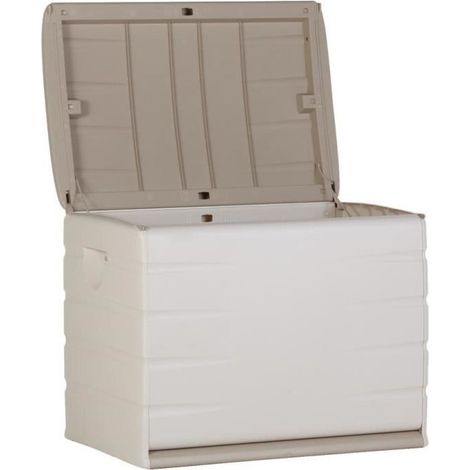 PLASTIKEN Coffre cadenassable avec roulettes - 190 L - Fonctionnel et esthétique - Beige (1/3)